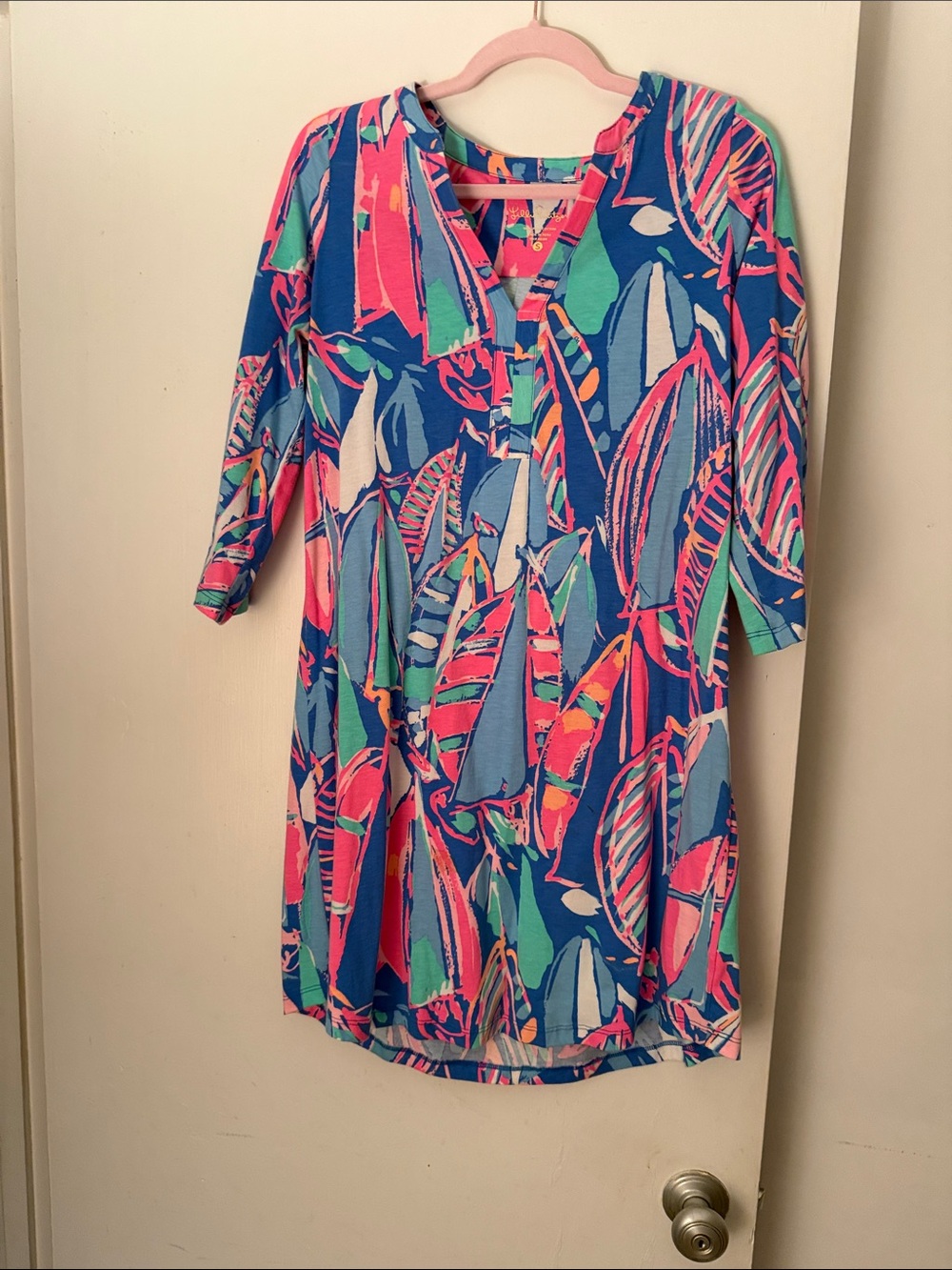 Lilly Pulitzer Bright Blue Tropical Leaf Cover-Up Tunic